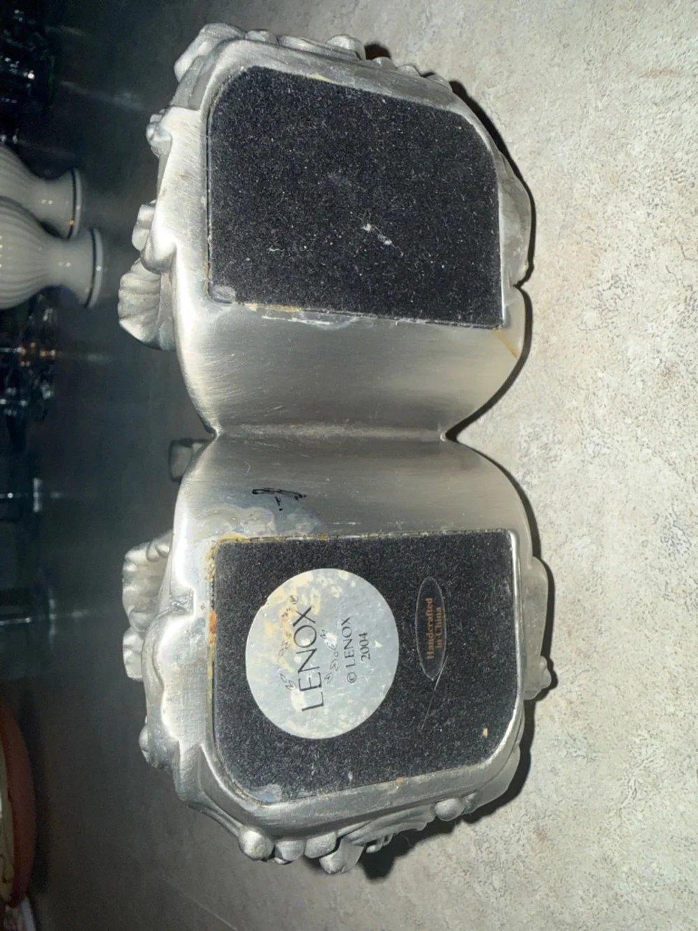 Lenox Peach Taper Candles with Silver Decorative Holders